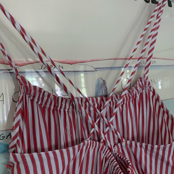 Zara red + white thin stripe poplin maxi dress cotton size XS - Picture 6 of 10